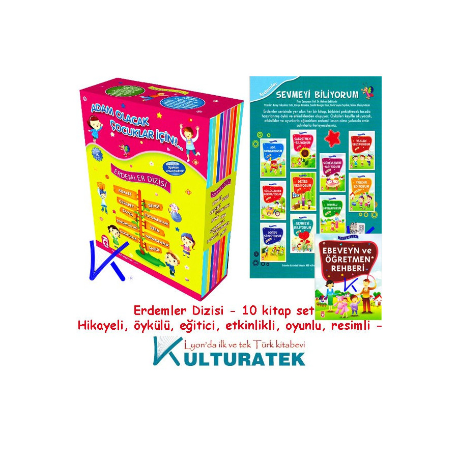 Erdemler Dizisi 10 kitap set - Hikayeli, öykülü, eğitici, etkinlikli, oyunlu, resimli﻿