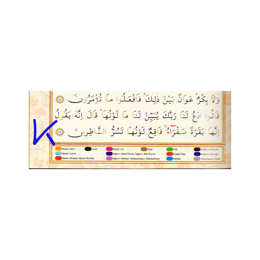 Tecvidli renkli Kur'an-ı Kerim - Tecvid ilaveli - lüks baskı - kırmızı renk kapak - rahle boy - Sefa