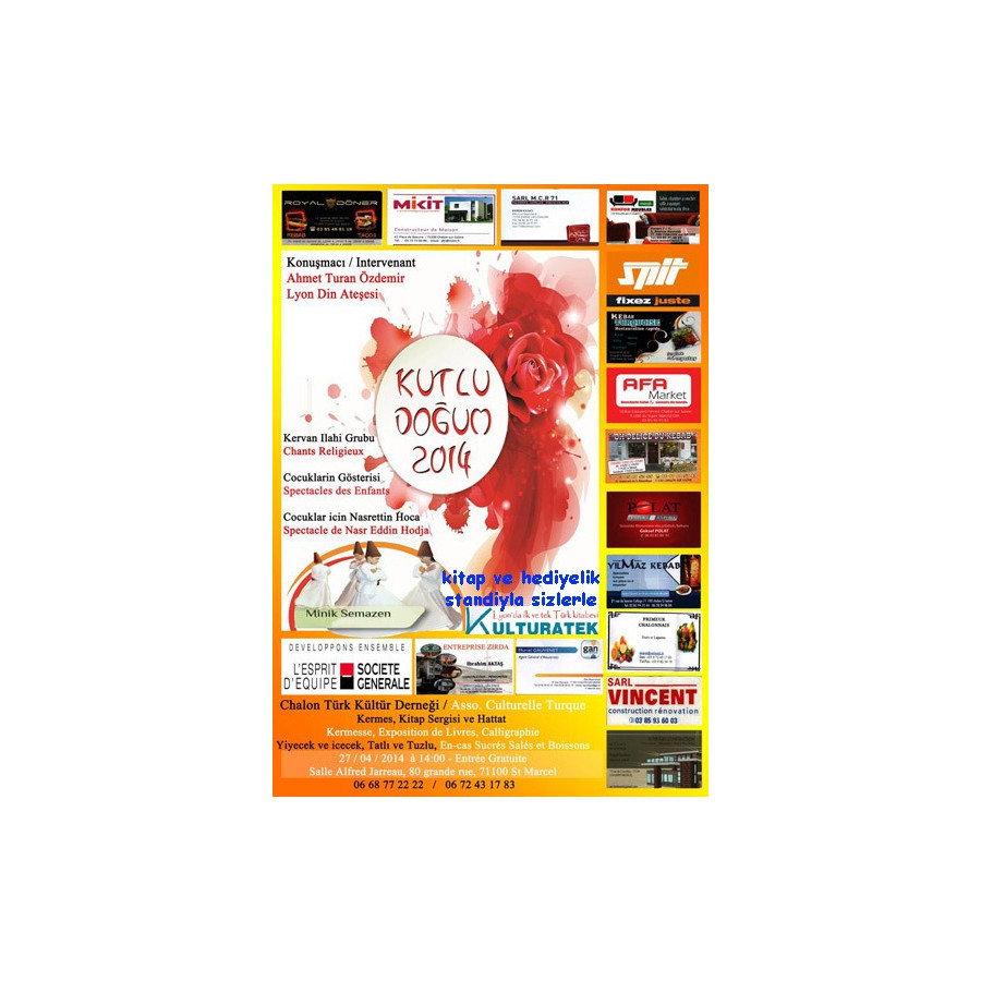 27.04.14 pazar, Chalon kutlu doğum programında kitap ve hediyelik sergimizle sizlerleyiz