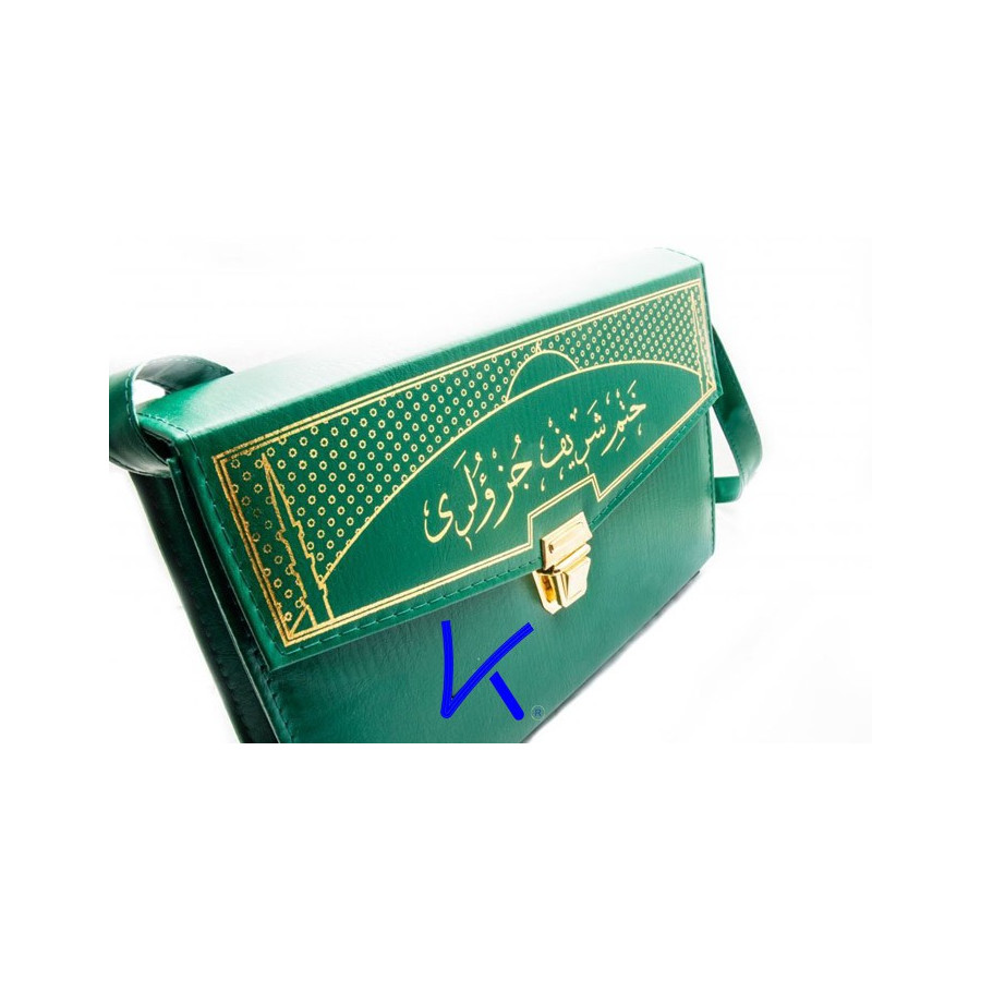 Kur'an-ı Kerim Hatmi Tek Tek Cüzlü (Kuran) - Çantalı, bilgisayar hatlı, orta boy, yeşil renk
