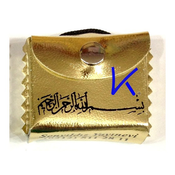 Mini Kur'an-ı Kerim - Askılı, Kılıflı - altın sarı renk