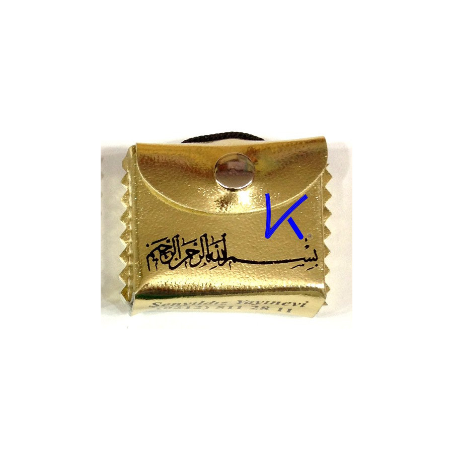 Mini Kur'an-ı Kerim - Askılı, Kılıflı - altın sarı renk