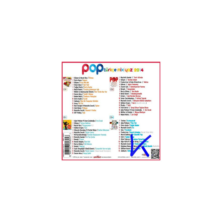 Pop Türkçe Mix Yaz 2014 - 62 Şarkı, 4 CD set