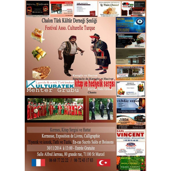 30.11.14 pazar günü Chalon da (71100) Şenlik'te kitap ve hediyelik sergimizle sizlerleyiz