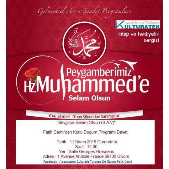 11.04.15 c.tesi günü Givors kutlu doğum programında kitap ve hediyelik sergisi