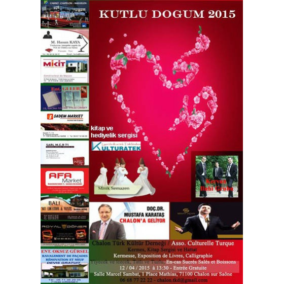 12.04.15 pazar günü Chalon kutlu doğum programında kitap ve hediyelik sergisi