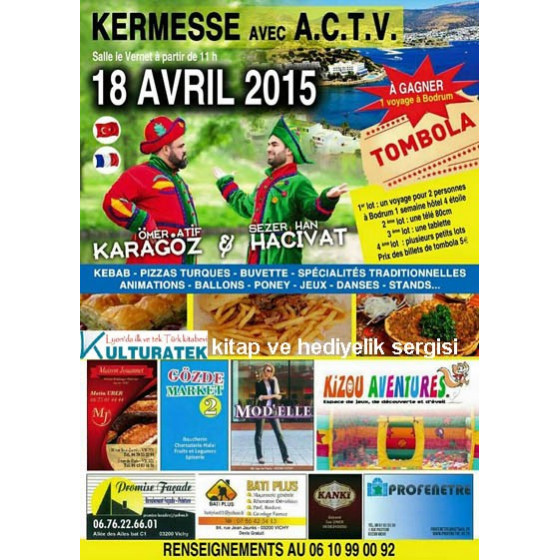 18.04.15 cumartesi günü Vichy (03200) kermesinde kitap ve hediyelik sergisi