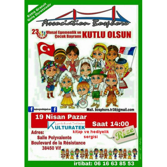 19.04.15 pazar günü Grenoble da 23 nisan programında kitap ve hediyelik sergisi