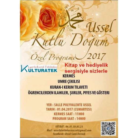 01.04.17 cumartesi günü (19200) Ussel de kutlu doğum programında Kitap ve hediyelik sergisi