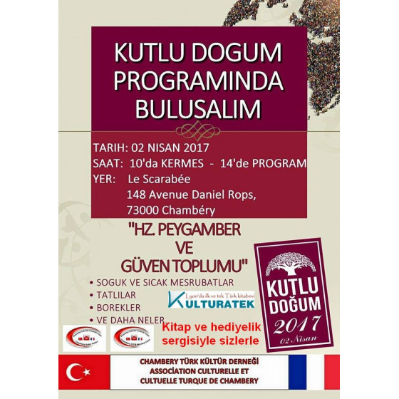 02.04.17 pazar günü (73000) Chambéry de kutlu doğum programında Kitap ve hediyelik sergisi