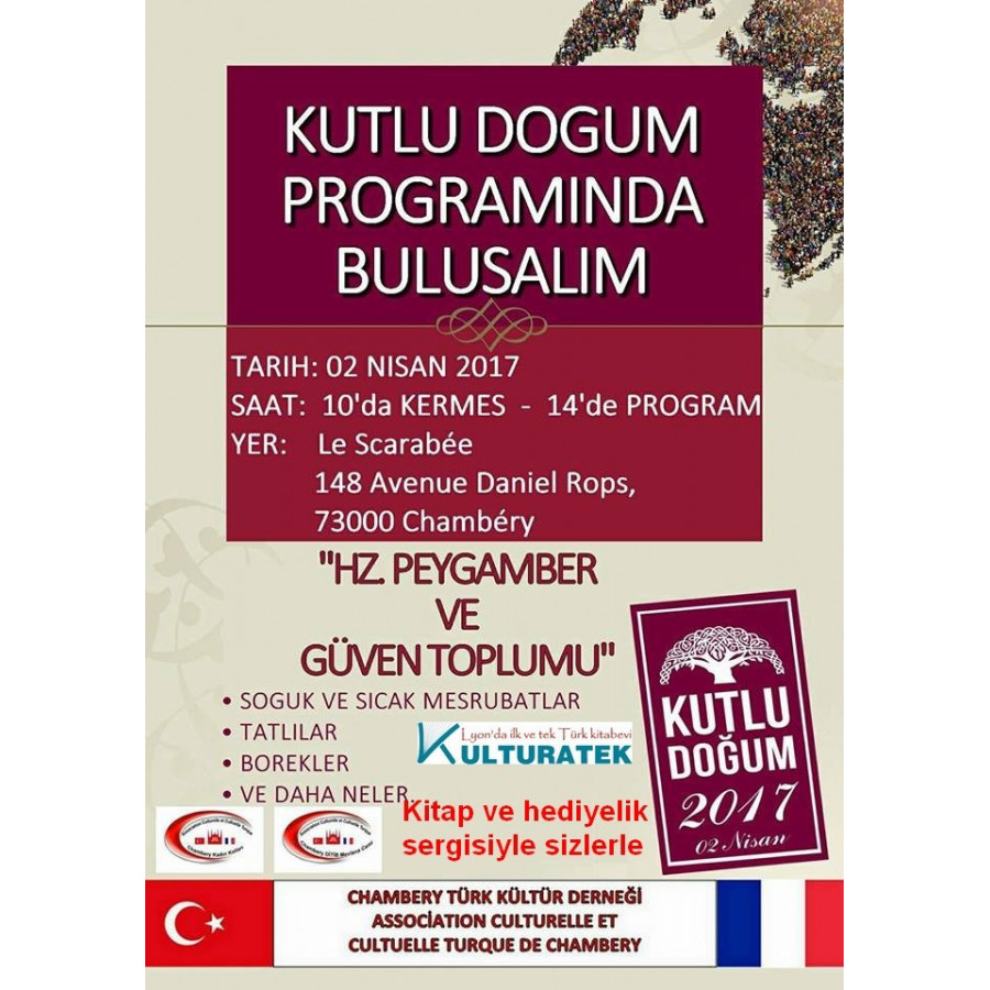 02.04.17 pazar günü (73000) Chambéry de kutlu doğum programında Kitap ve hediyelik sergisi
