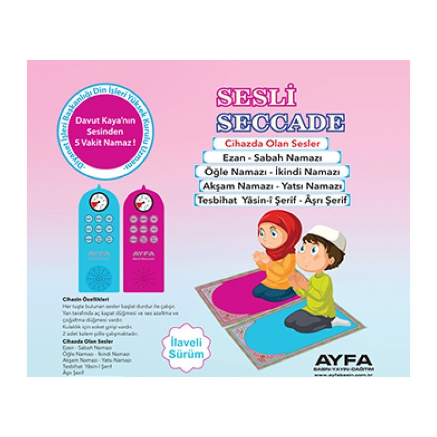 Sesli Kulaklıklı Pusulalı Seccade - Namaz kılmayı öğreten seccade - yeni model - ayfa - pembe
