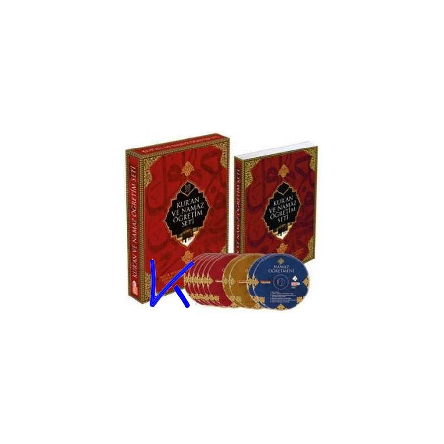 Kur'an ve Namaz Öğretim Seti - uygulamalı, alıştırmalı - 10 VCD + 5 CD + elifbe cüzü + Yasin kitabı + kokulu tesbih hediyeli